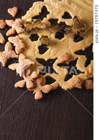 Cooking sweet biscuits in the shape of butterflies 19767470