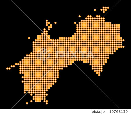 四国地図 ドット みかん 背景 ブラック 四国地図 ドット みかん 背景 ブラック 19768139