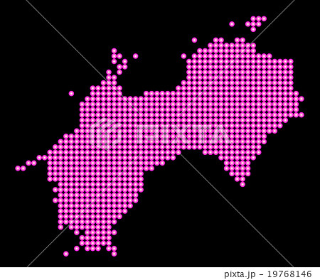 四国地図　 ドット　 ピンク　背景　ブラック 19768146