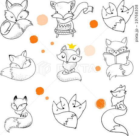 Fox characters, cute, lovely illustrations  19768308