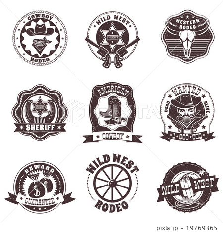 Wild West Black White Labels Set 19769365