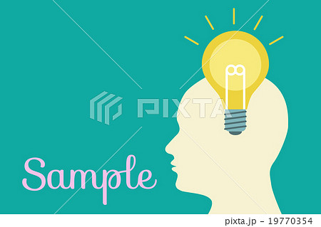 ひらめきの電球とアイディアと思考回路　Light bulb of Idea in head 19770354