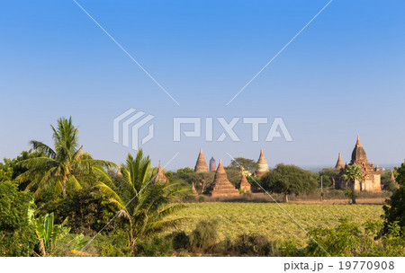Ancient pagoda with blue sky in Bagan, Myanmar. 19770908