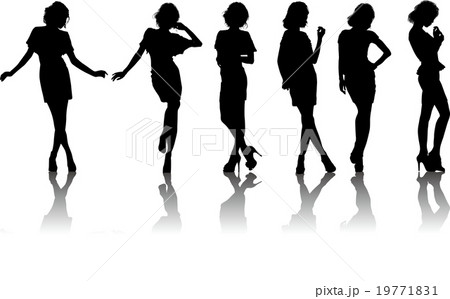 女性シルエットのイラスト素材