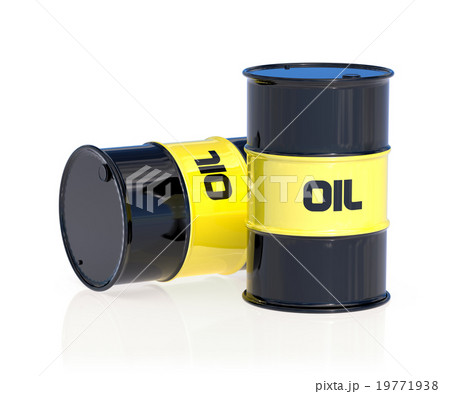 Black oil barrels isolated on white background 19771938
