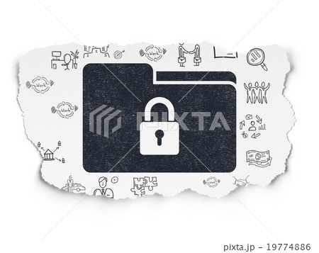 Business concept: Folder With Lock on Torn Paper Business concept: Folder With Lock on Torn Paper 19774886
