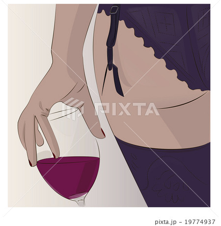 girl in sexy lingerie drinking red wine 19774937