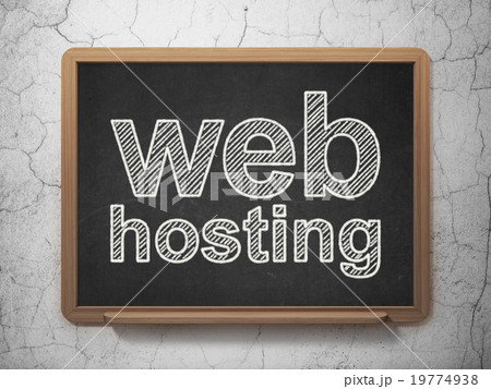 Web development concept: Web Hosting on chalkboard 19774938