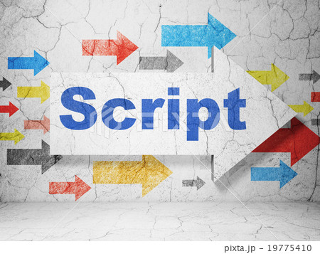 Programming concept: arrow with Script on grunge Programming concept: arrow with Script on grunge 19775410