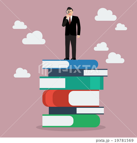 Businessman on books with a magnifying glass 19781569