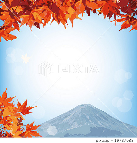 紅葉 富士山 イラストのイラスト素材