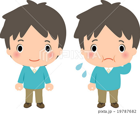 男性の標準体型と肥満体型のイラスト素材