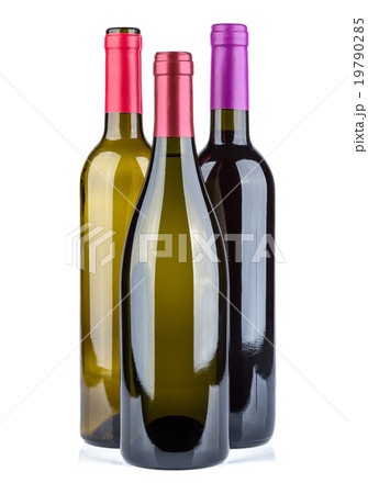 Three wine bottles Isolated on white background 19790285