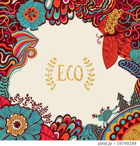 Invitation card with a floral doodle frame 19790288