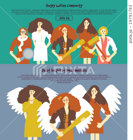Group women horizontal banners muses and wifes. 19791763