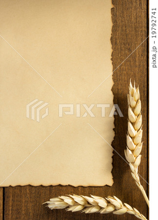 ears of wheat on wood 19792741