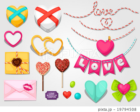 Set of hearts, objects, decorations. Can be used 19794508