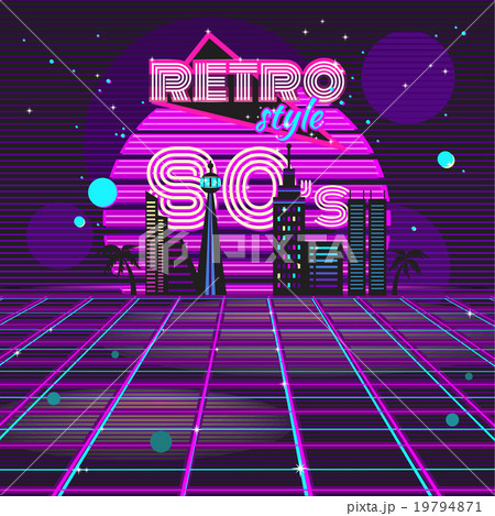 Retro Style 80s Disco Design Neonのイラスト素材