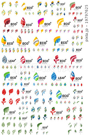 Set of geometric design eco leaves, go green 19797625