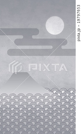 縦_富士山と月と雲(霞)_17 縦_富士山と月と雲(霞)_17 19797653