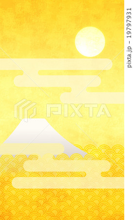 縦金_富士山_太陽_月_雲_07 19797931