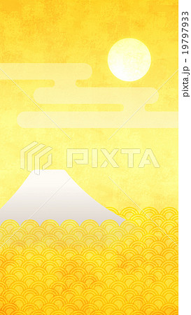 縦金_富士山_太陽_月_雲_09 19797933