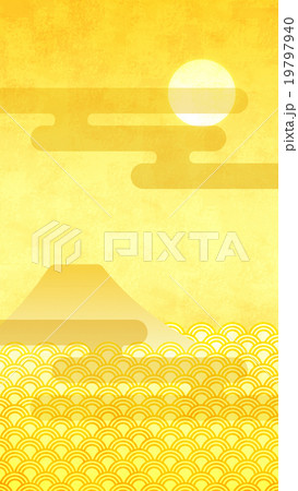 縦金_富士山黄_太陽_月_雲_02 19797940