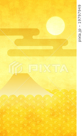 縦金_富士山黄_太陽_月_雲_11 19797949