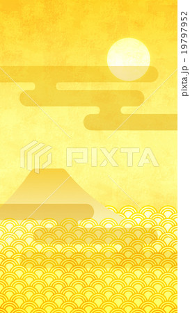 縦金_富士山黄_太陽_月_雲_14 19797952