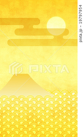 縦金_富士山黄_太陽_月_雲_16 19797954