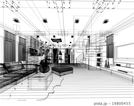 sketch design of living ,3dwire frame render sketch design of living ,3dwire frame render 19800455