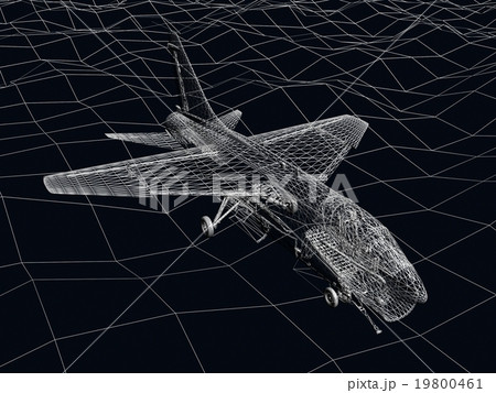3d Wire Frame sketch of F-16 hornet fly over sea  19800461