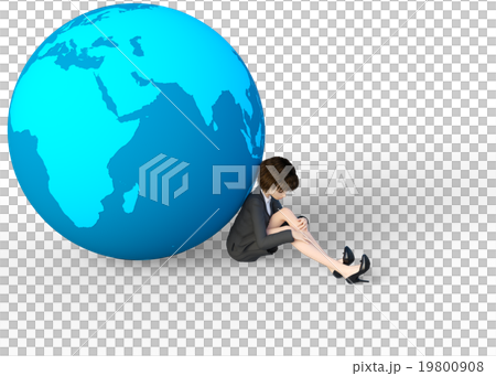 ビジネススーツの女性と地球 perming 3DCG イラスト素材 ビジネススーツの女性と地球 perming 3DCG イラスト素材 19800908