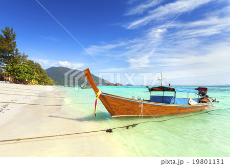 Long tail boat at a beautiful beach, Thailand. 19801131