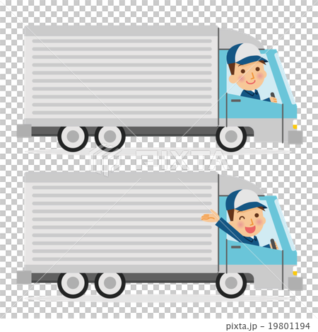 トラックとドライバーのイラスト素材