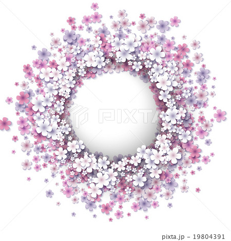 Stylized pink flowers frame 19804391
