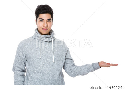 Man with hand showing blank sign 19805264