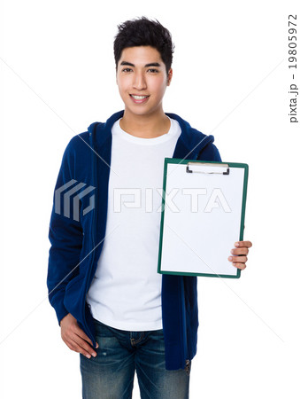 Young man show with the clipboard 19805972