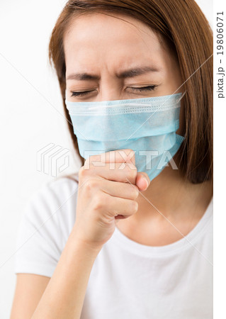 Woman cough with mask Woman cough with mask 19806071