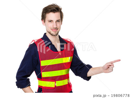Engineer with finger point aside 19806778