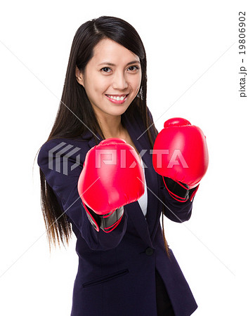 Businesswoman prepare fighting in office Businesswoman prepare fighting in office 19806902