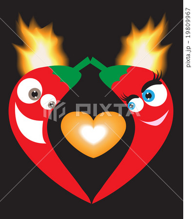 love peppers with the flame on a black background love peppers with the flame on a black background 19809967