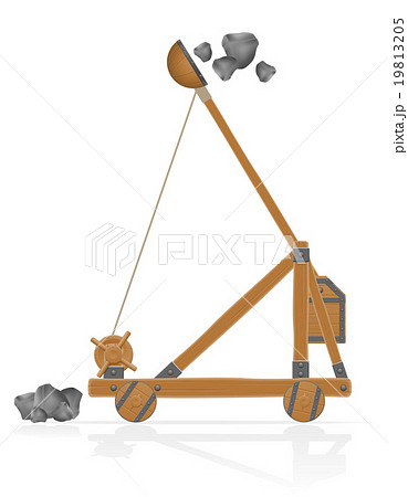 Old Wooden Catapult Shooting Stones Vector のイラスト素材 19813205 Pixta