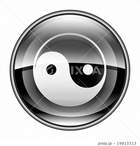 yin yang symbol icon black, isolated on white yin yang symbol icon black, isolated on white 19813313