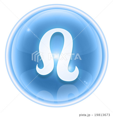 Lion zodiac icon ice, isolated on white  19813673