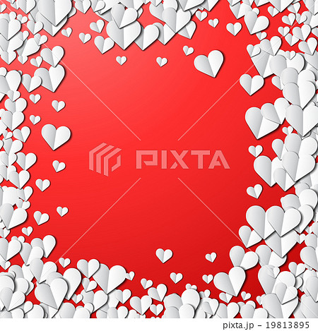 Valentines Day card with cut paper hearts 19813895