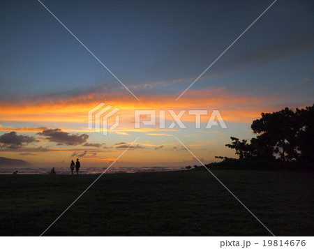 海岸線に沈みゆく夕陽 海岸線に沈みゆく夕陽 19814676