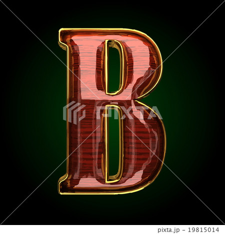 b vector golden letter with red wood 19815014