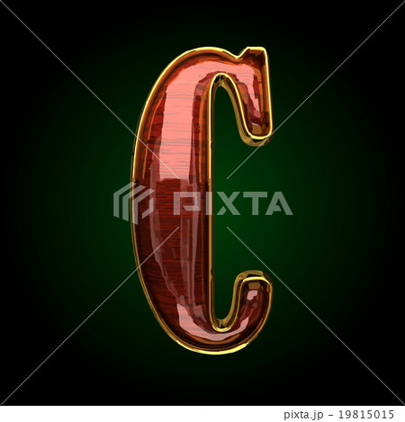 c vector golden letter with red wood 19815015