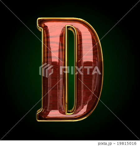 d vector golden letter with red wood d vector golden letter with red wood 19815016